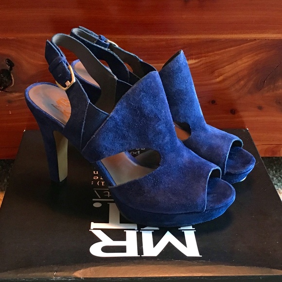 MRKT Shoes - MRKT Blue Suede Marta Platform Dress Sandal NWT 7